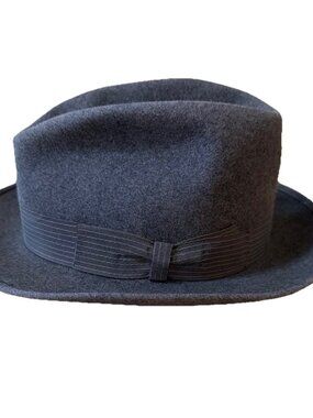 Child’s Gray Wool Felted Fedora Hat Gray With Gray Headband 20in Sz 4 Vintage